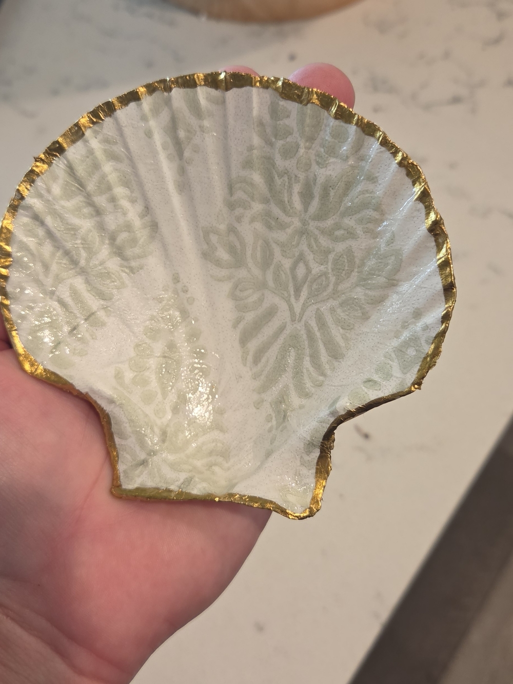 Seashell Decorative Trinket Dish with Gold Rim